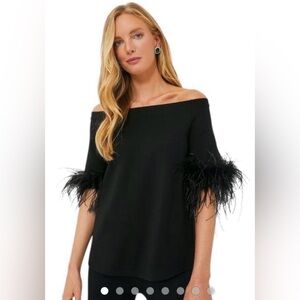 Tuckernuck Black Feather Miranda Off-Shoulder Blouse NWOT $198 Retail